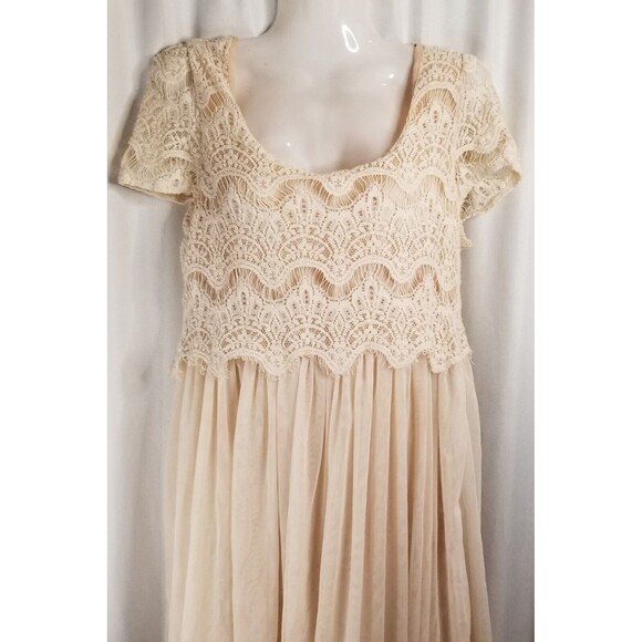 Women's Dress Cottage Core Lace & Chiffon Pleated Party Event Love 21 Medium - Picture 2 of 5